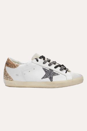 Women's Super-Star Glitter Star Optic White/Seedpearl/Black/Gol