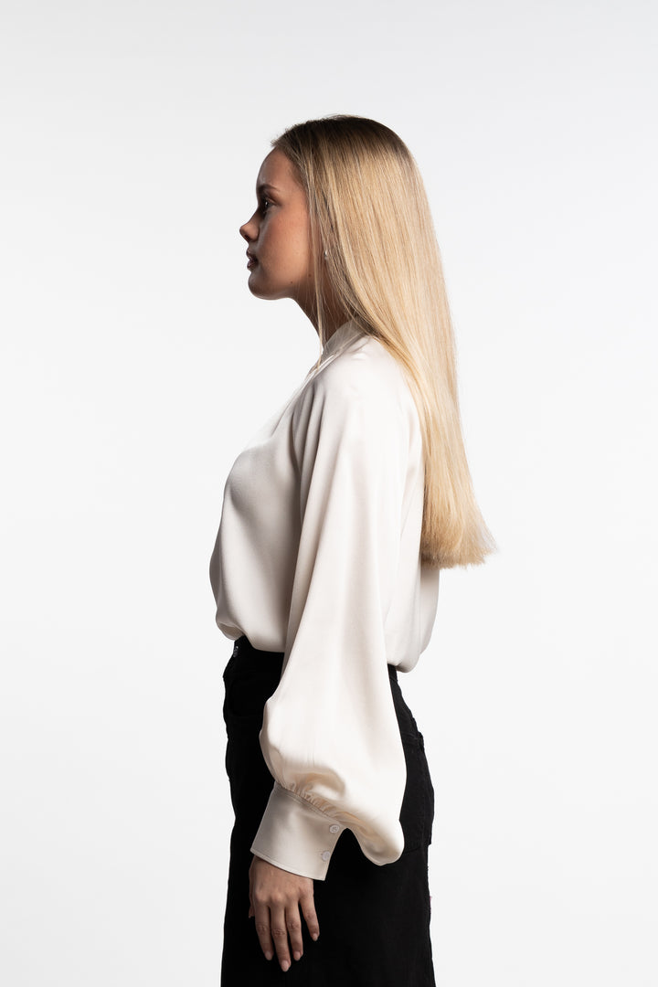 Stand Collar Blouse- Cream