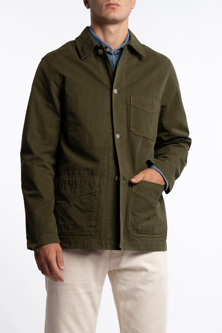 Cotton Duck Canvas Five-Pocket Chore Jacket Olive