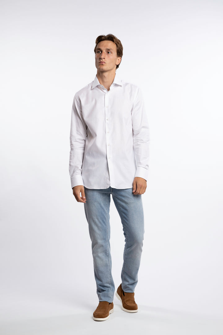 White Cotton Non Iron Shirt White