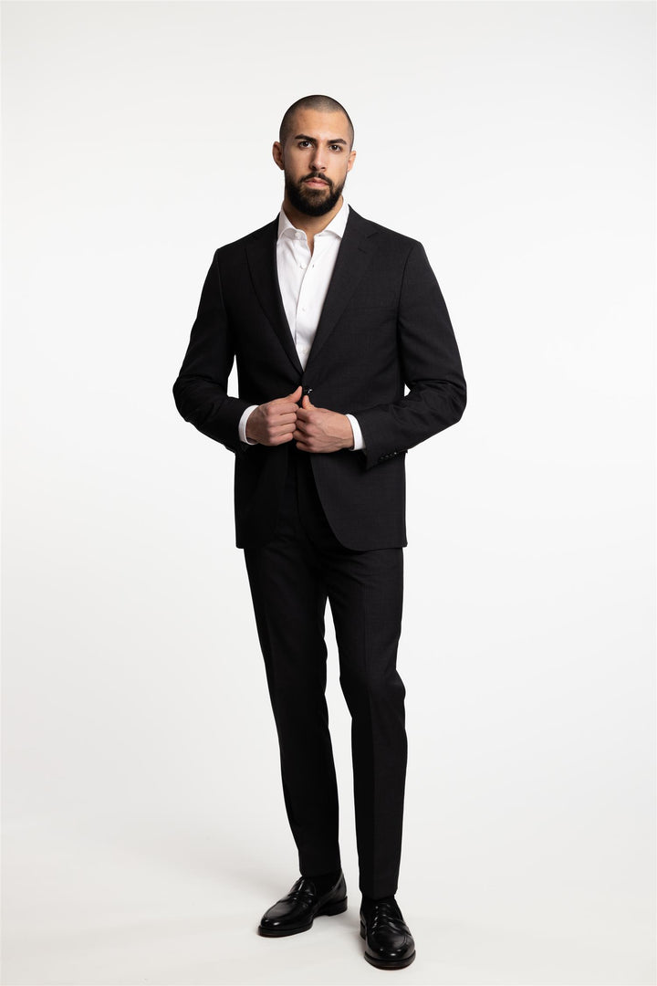 Falk Regular Fit Wool Blazer Dark Grey