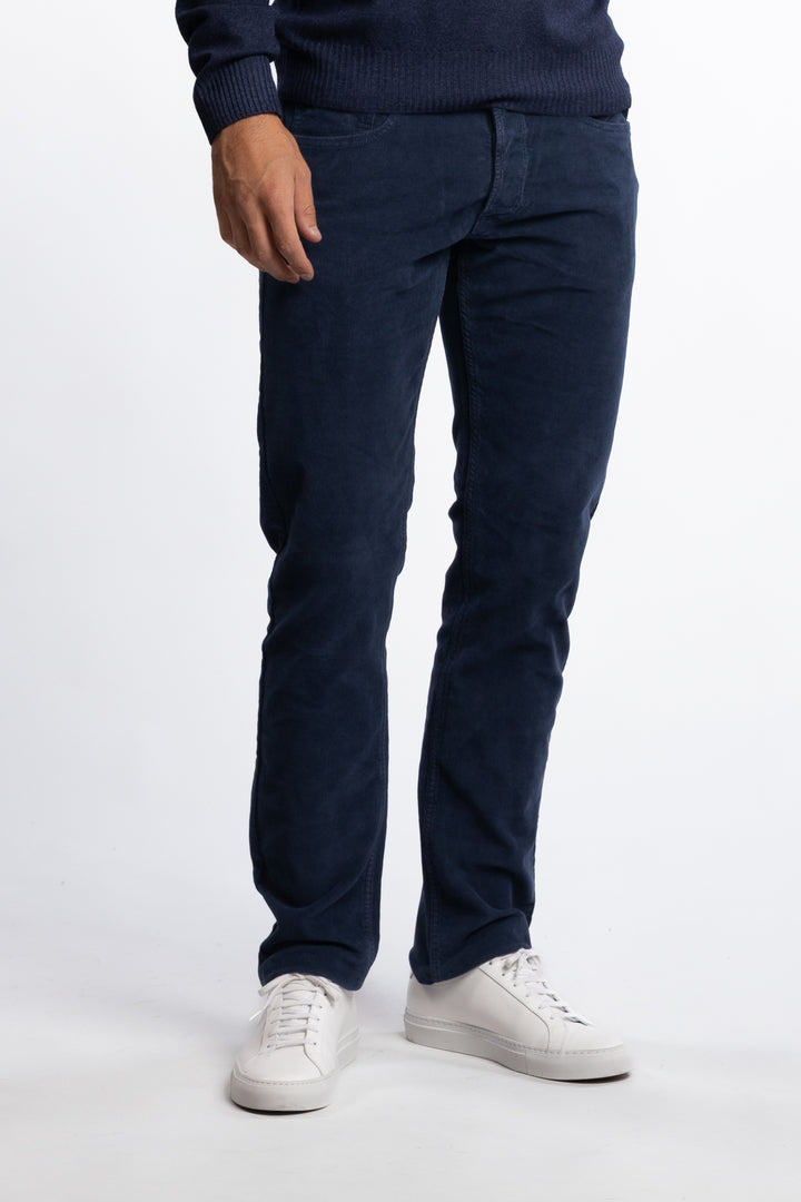 Grover Straight Fit Corduroy Trousers Navy