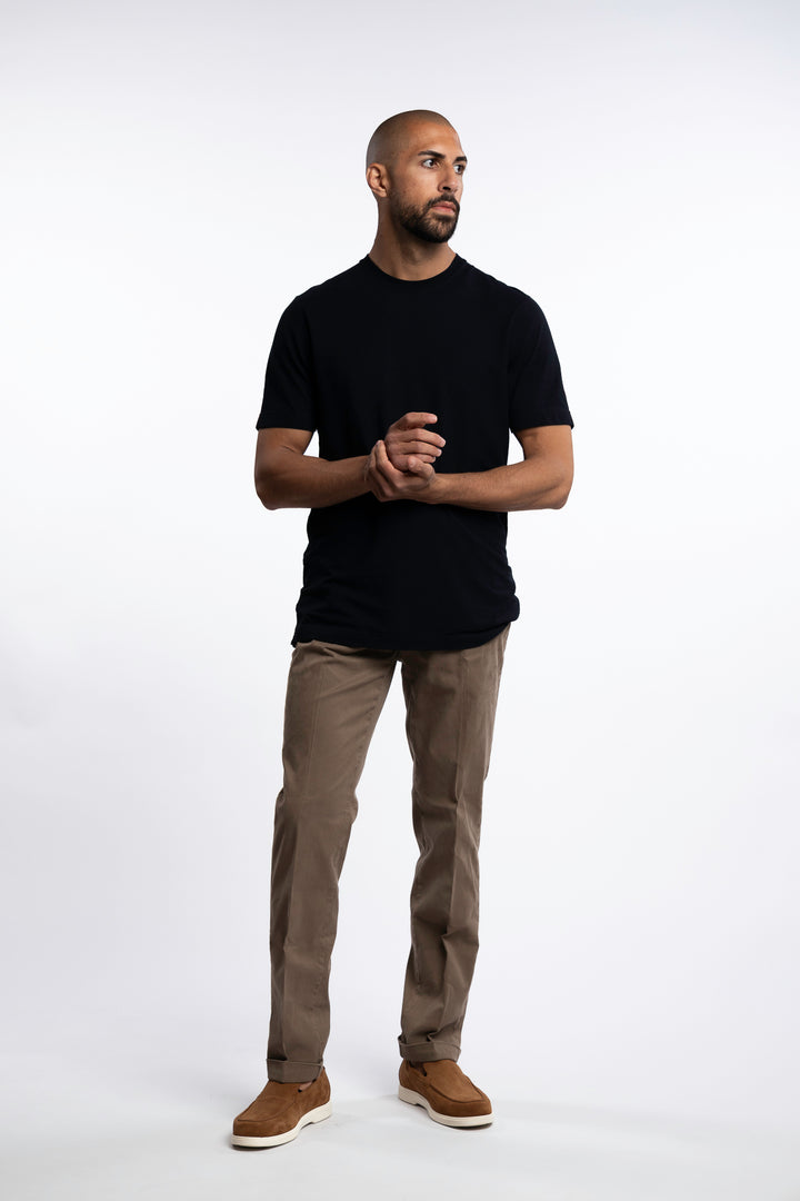 Cotton/Silk Chinos Lt Brown