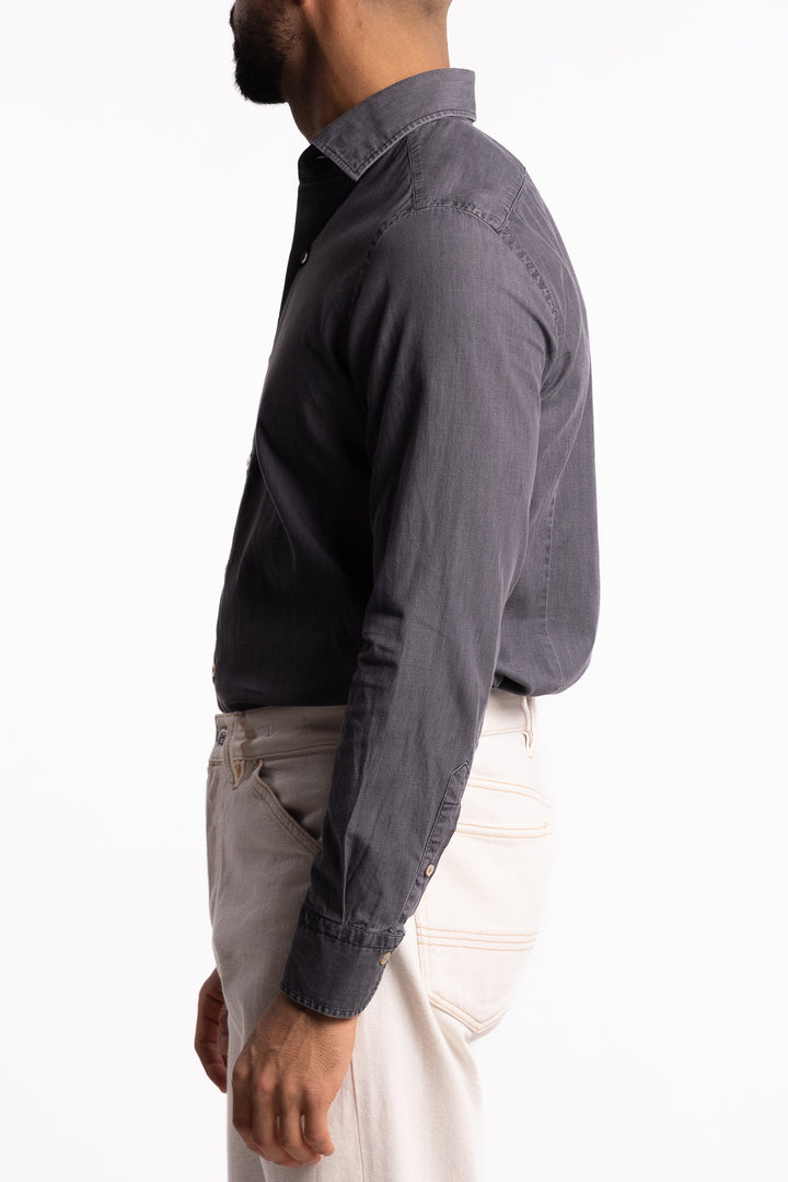 Cotton Chambray Shirt Light Grey Denim
