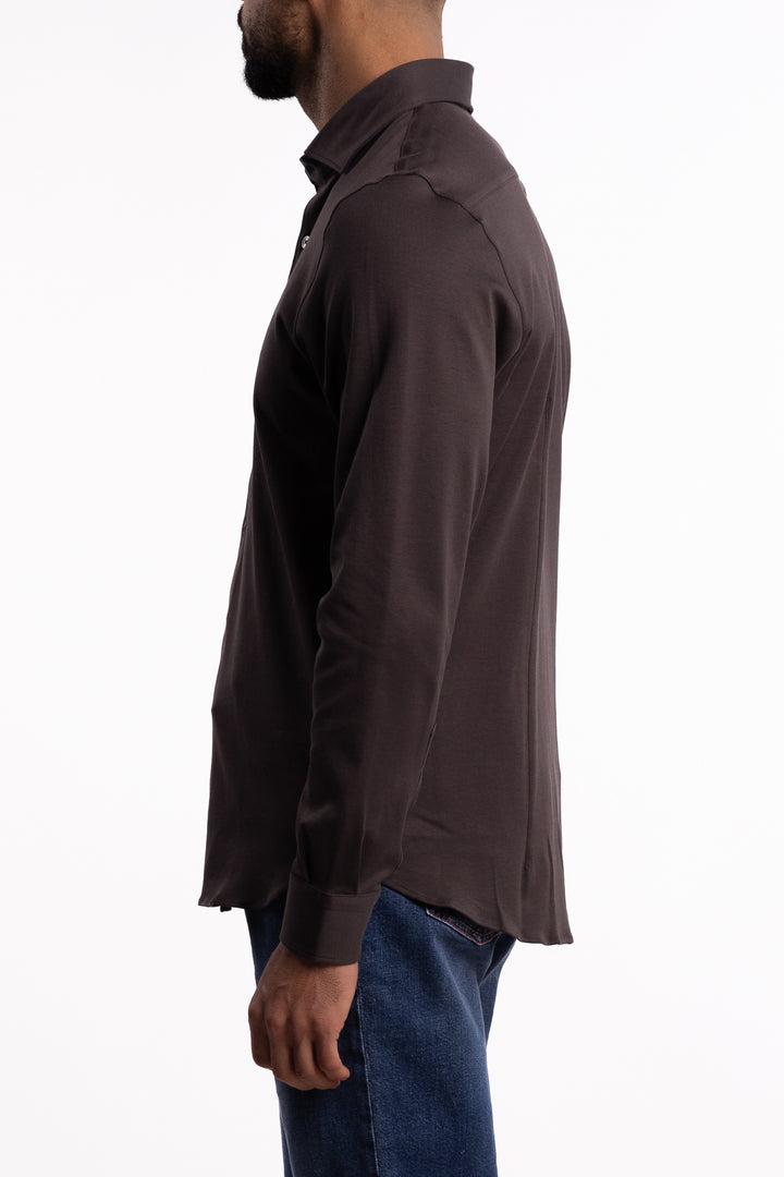 Cotton Stretch Shirt Brown