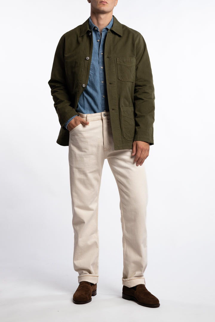 Cotton Duck Canvas Five-Pocket Chore Jacket Olive