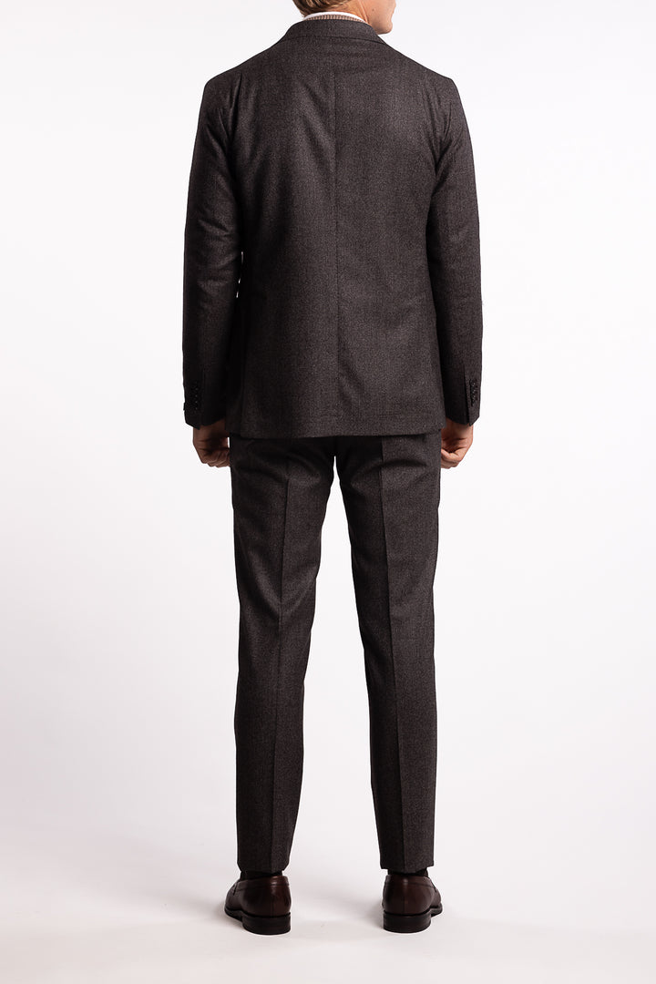 Virgin Wool Regular Fit Flannel Suit Brown