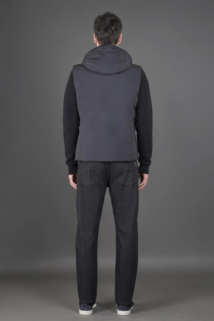 Evan Down Hooded Cardigan Blue