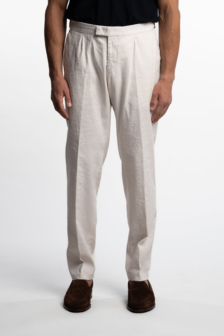 Pisa Cotton/Linen Trousers White Grass