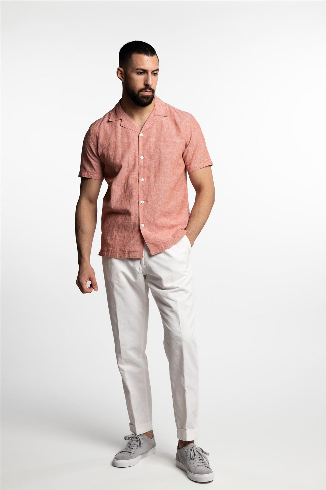 Short Sleeve Linen/Cotton Shirt Clay