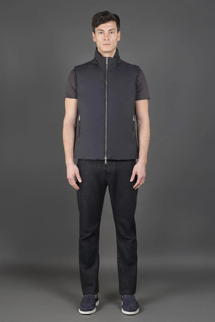 Evan Down Hooded Cardigan Blue