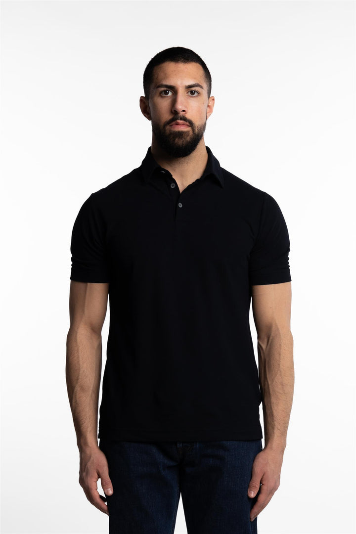 Ice Cotton Short Sleeve Polo Shirt Navy