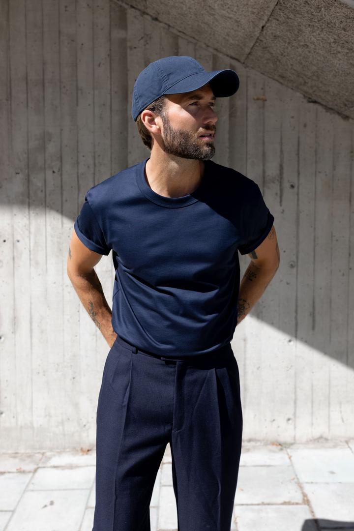Pima Cotton Crew Neck T-Shirt Navy Blue