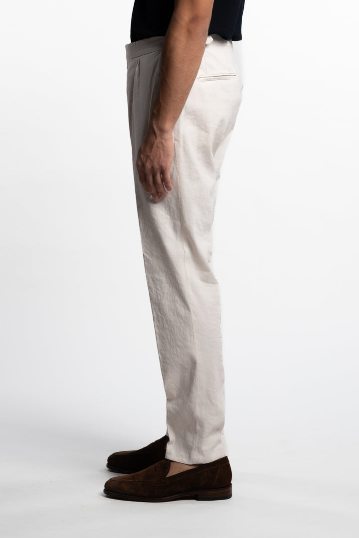 Pisa Cotton/Linen Trousers White Grass