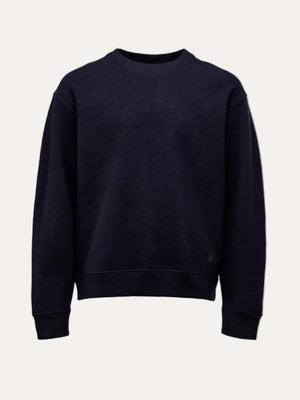 Boiled Wool Crew Navy