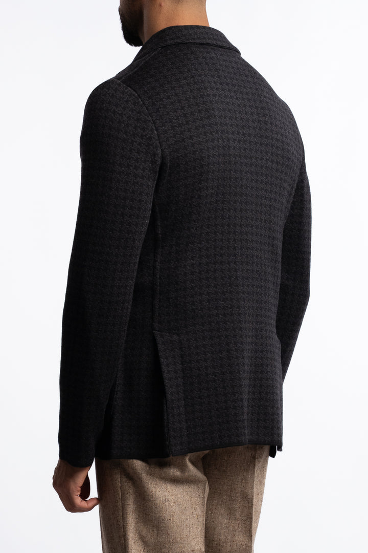 Knitted Wool Blazer Dark Grey