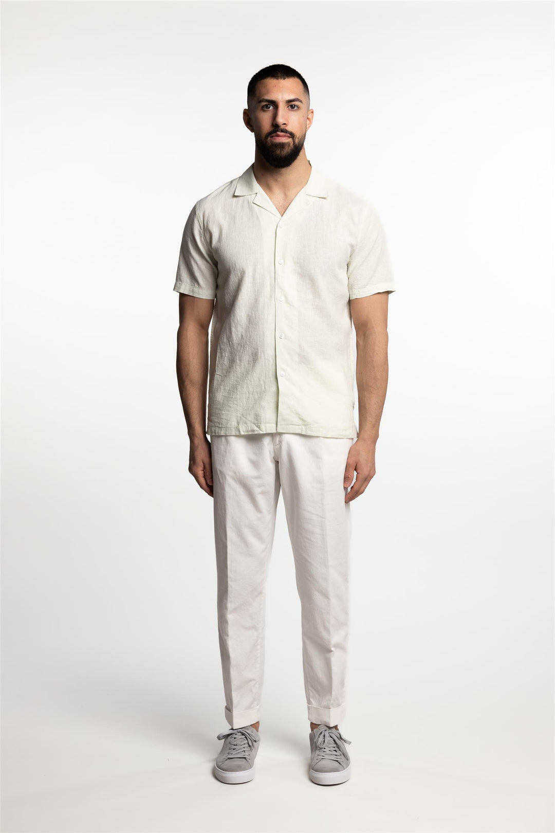 Short Sleeve Linen/Cotton Shirt Mint