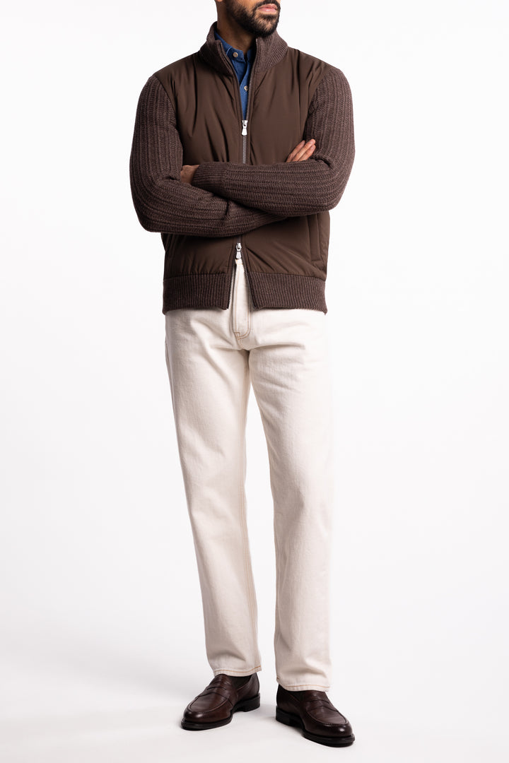 Giubbino Wool Hybrid Jacket Brown
