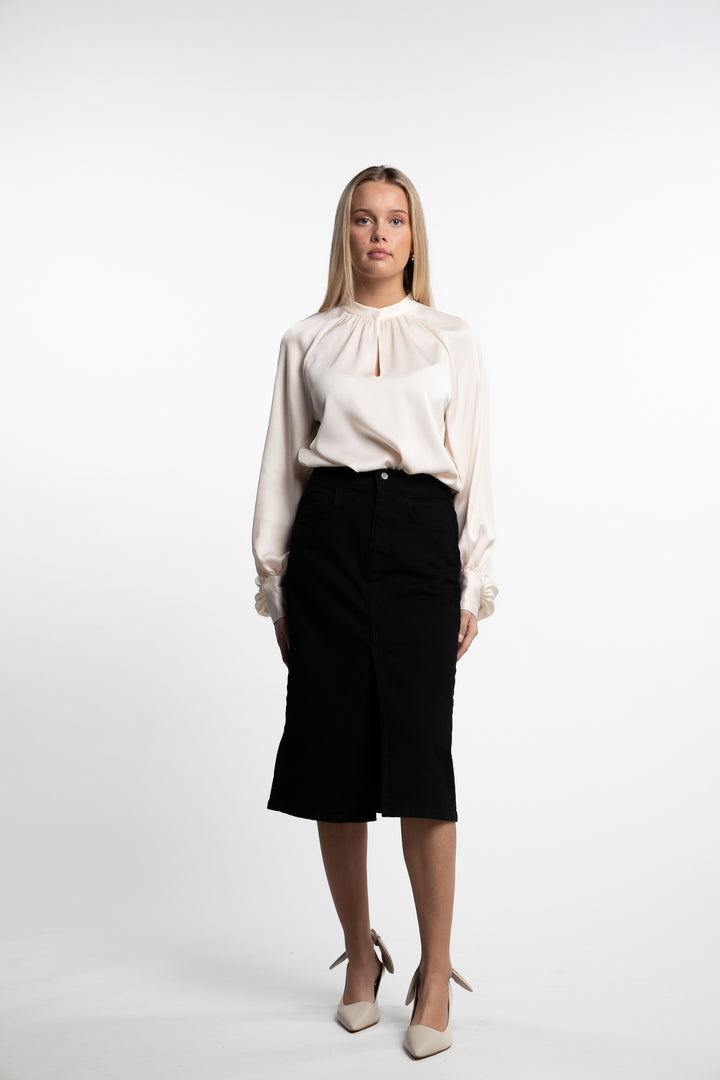 Stand Collar Blouse- Cream