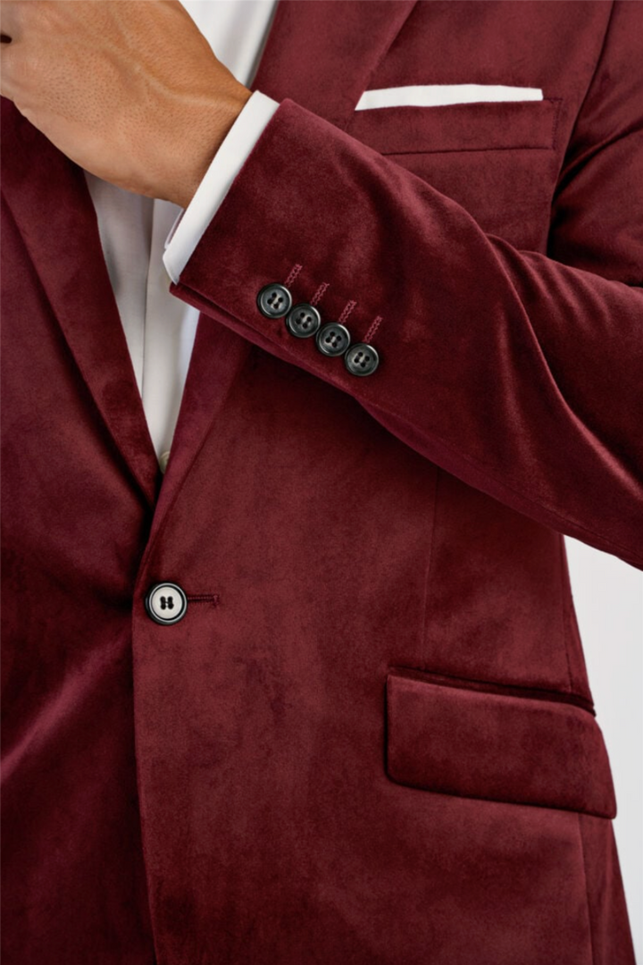 Velvet Blazer Burgundy