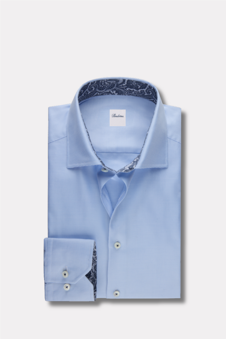 Regular Light Blue Twill Shirt Contrast