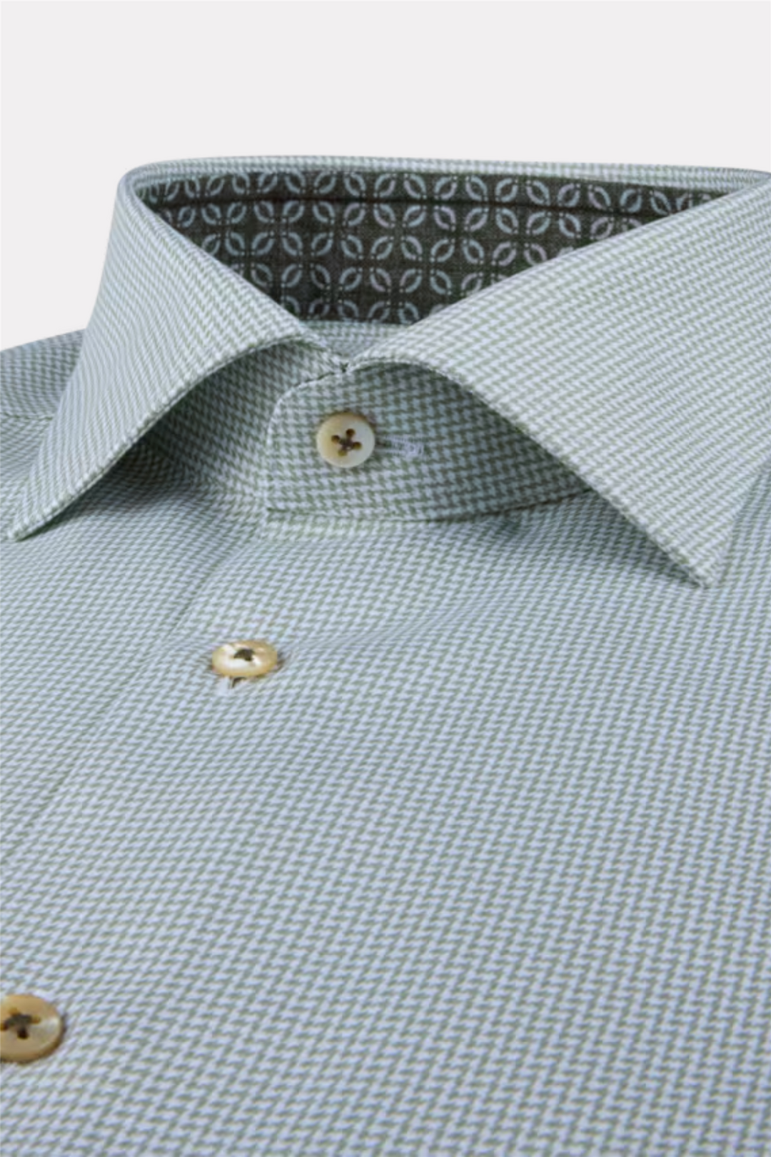 Slimline Light Green Twill Shirt Contrast