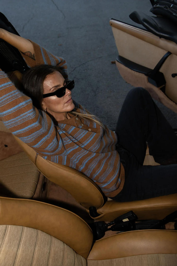 Olivia Wool Polo - Brown Stripe