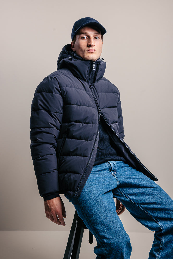 Hooded Puffer Jacket Dark Blue
