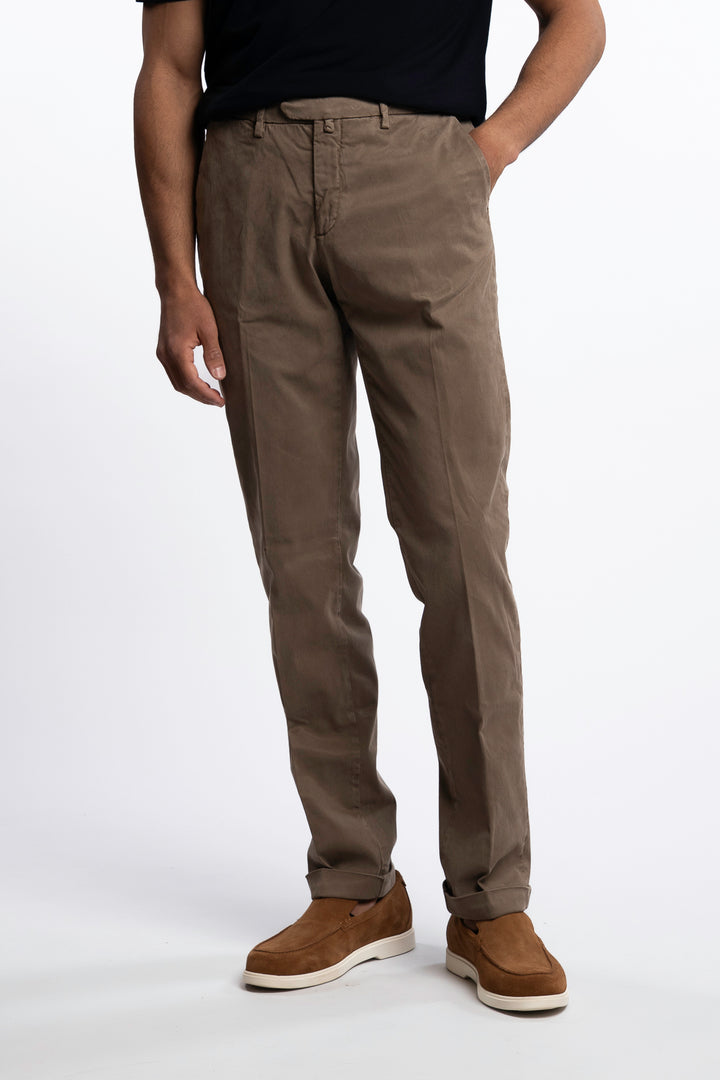 Cotton/Silk Chinos Lt Brown