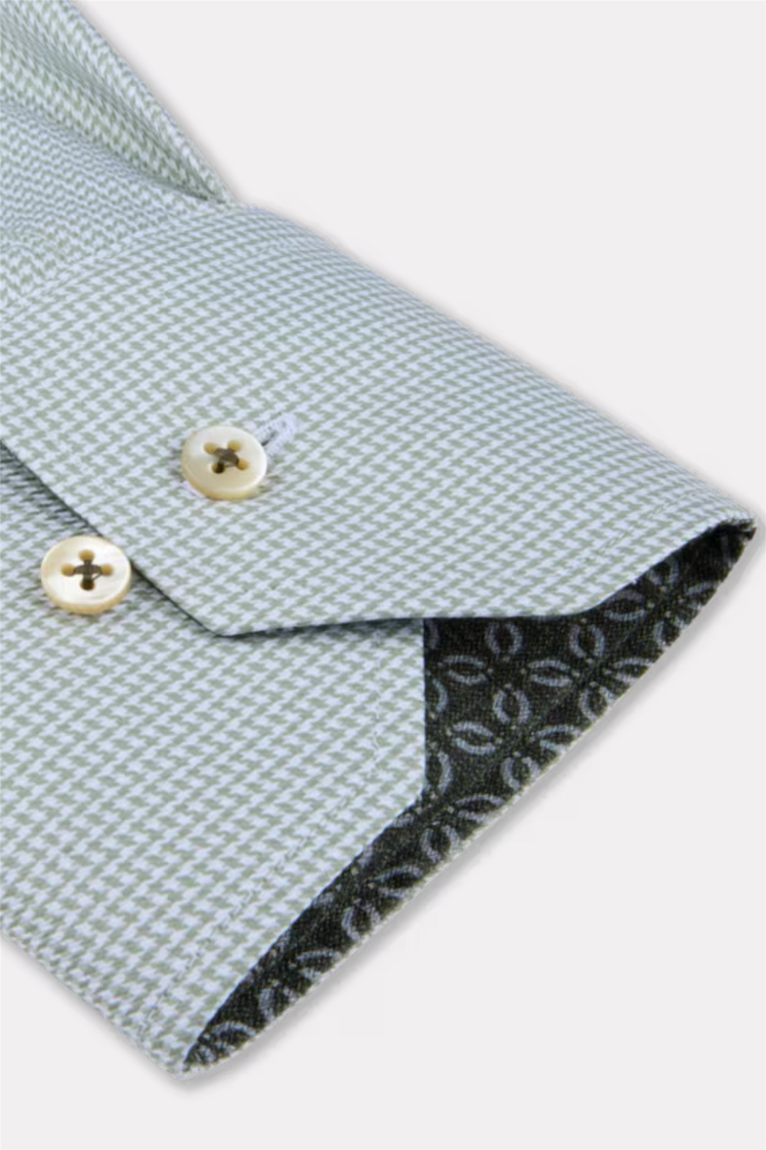 Slimline Light Green Twill Shirt Contrast