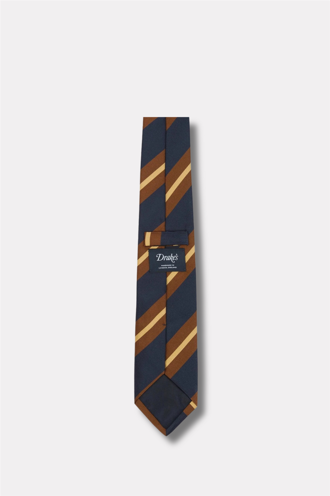 Mogador Silk-Cotton Tie Navy & Brown Stripe
