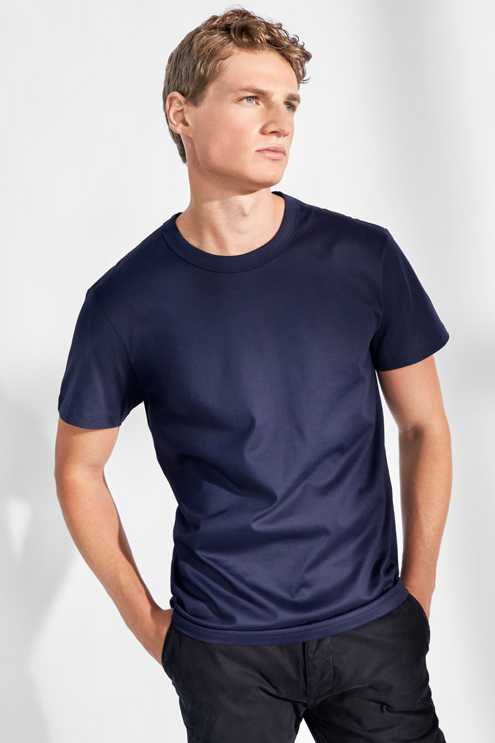 Pima Cotton Crew Neck T-Shirt Navy Blue