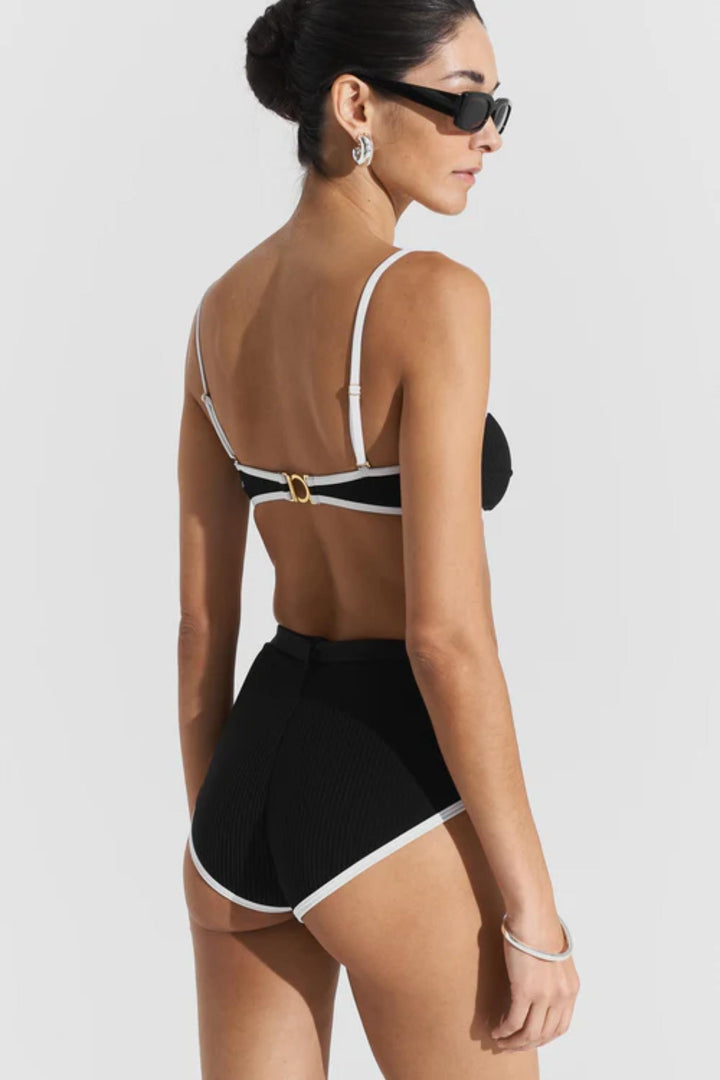 Ribbed Bikini Top- Black