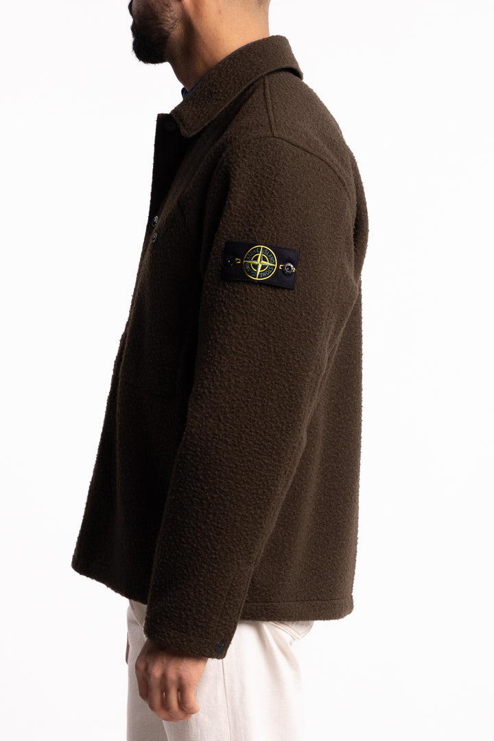 1200021 Wool Comfort-Fit Overshirt with Drawcord Hem Military Green