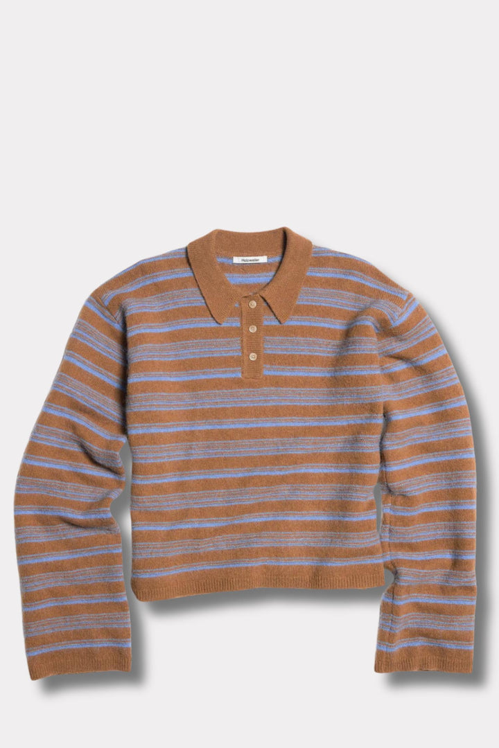 Olivia Wool Polo - Brown Stripe