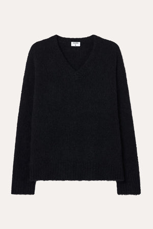 Hairy Alpaca V-neck Sweater Black