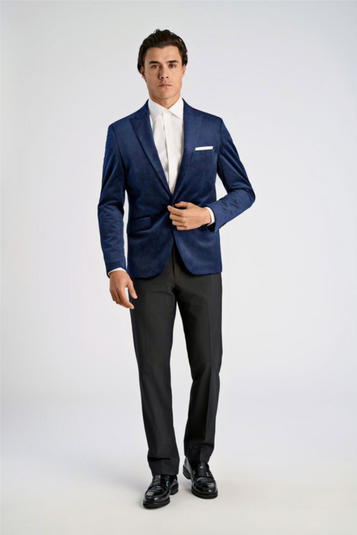 Velvet Blazer Dk Blue
