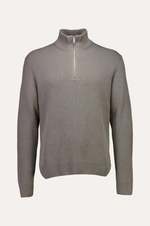 Half Zip Rib Knit Grey Stone