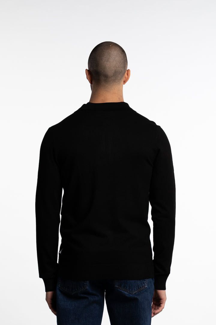 Ecovero LS Zip Polo Black