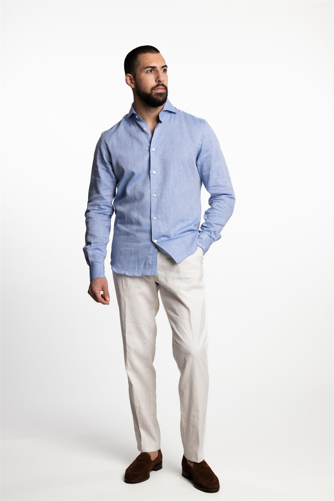 Amalfi Formal Linen/Cotton Shirt Light Blue