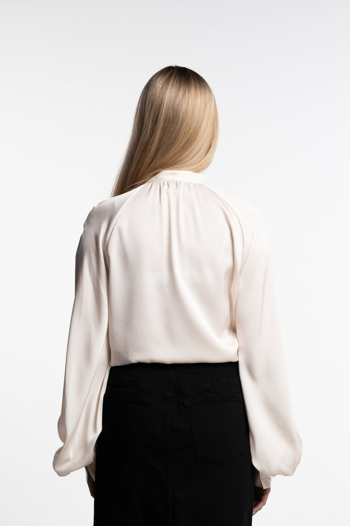 Stand Collar Blouse- Cream