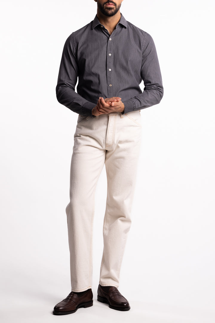 Cotton Chambray Shirt Light Grey Denim