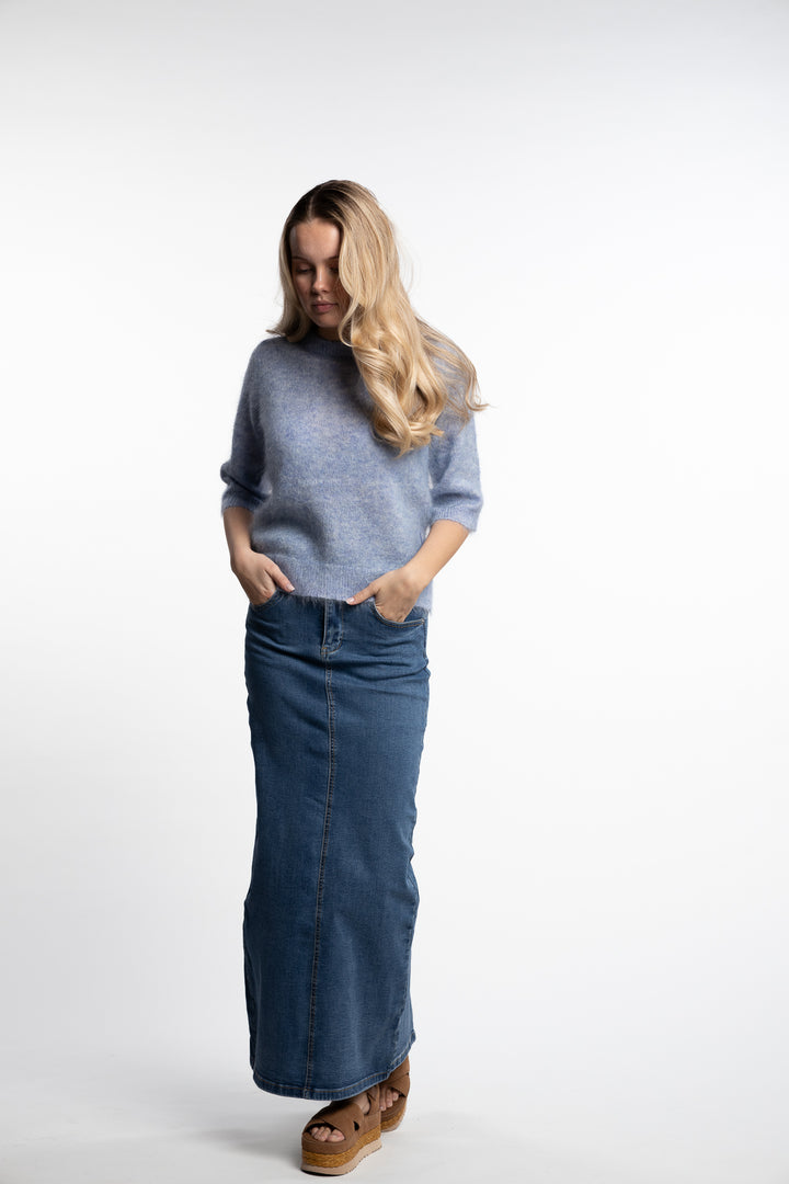 Kris Blue Denim Skirt- Washed Denim