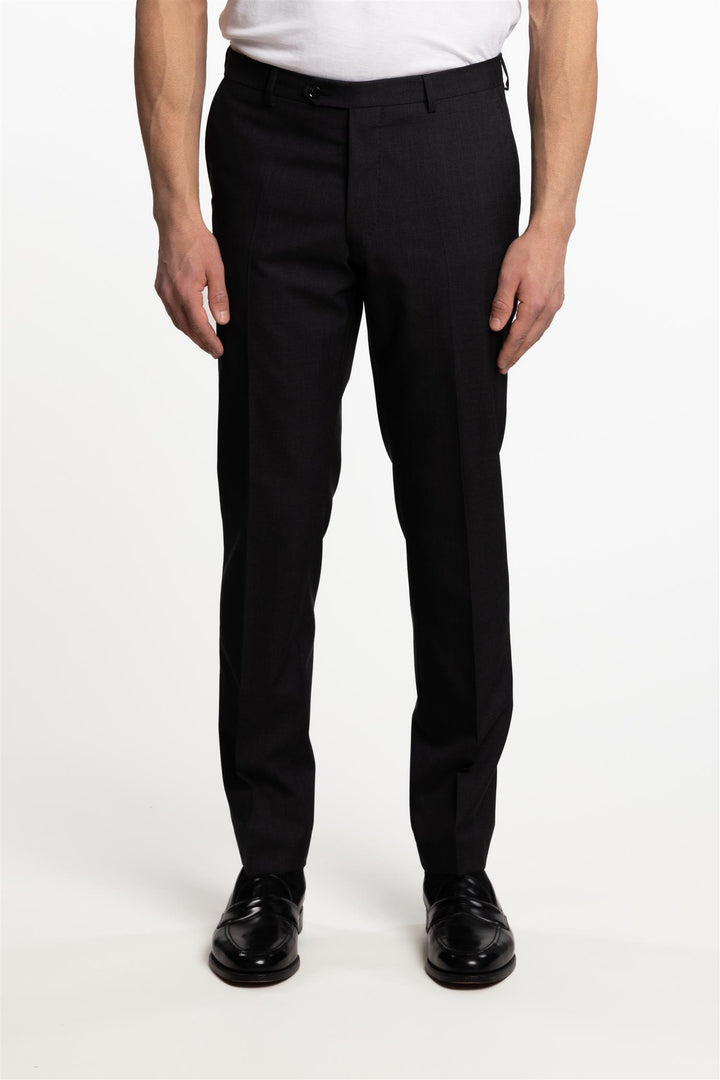 Denz Slim Fit Wool Trousers Dark Grey