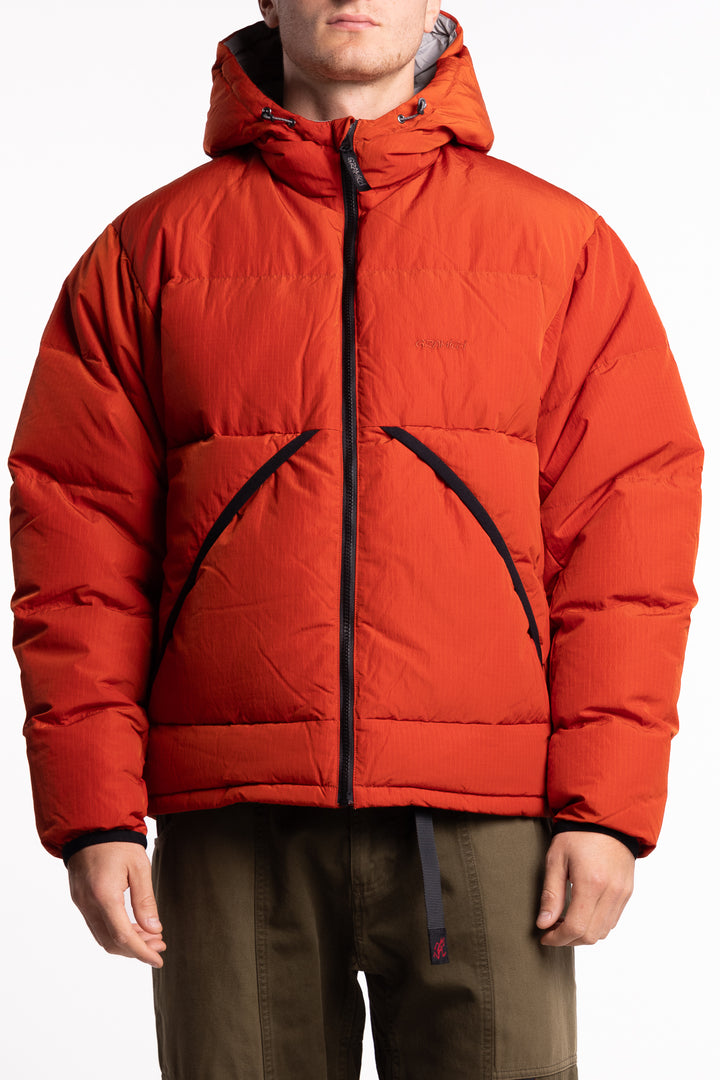 Down Puffer Hooded Jacket Burnt Red