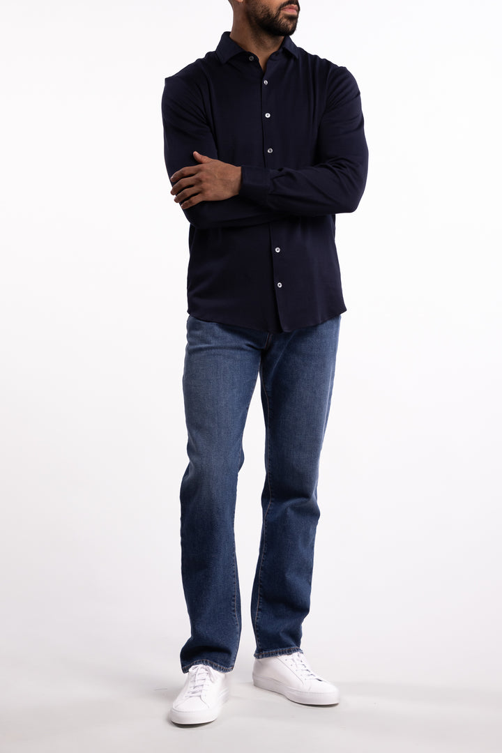Cotton Stretch Shirt Navy