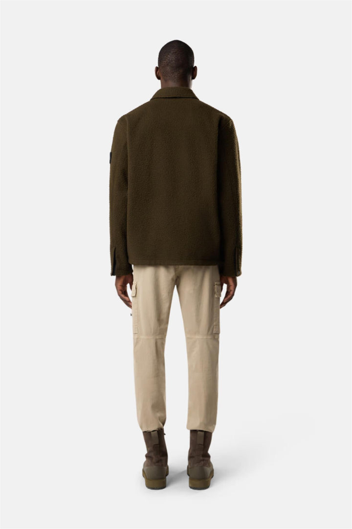 1200021 Wool Comfort-Fit Overshirt with Drawcord Hem Military Green