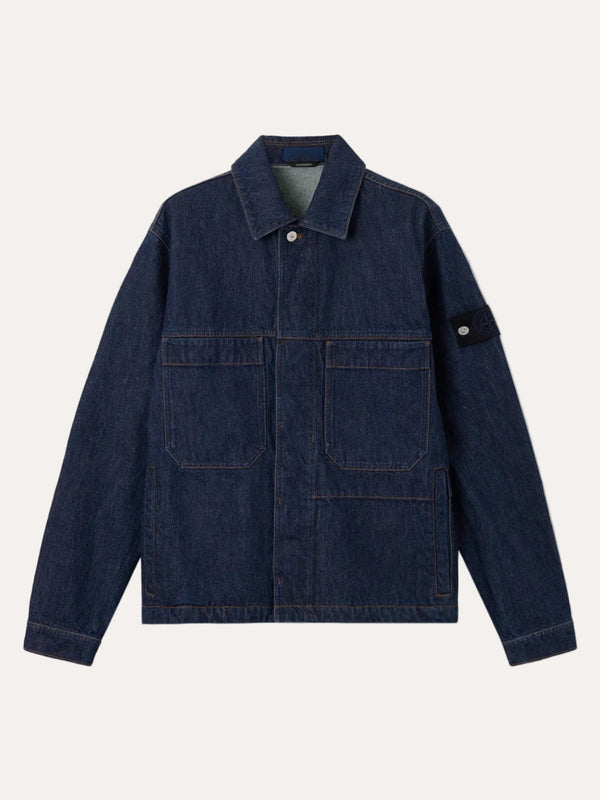 4100006 Indigo Denim Rinsed Biker Jacket - packshot
