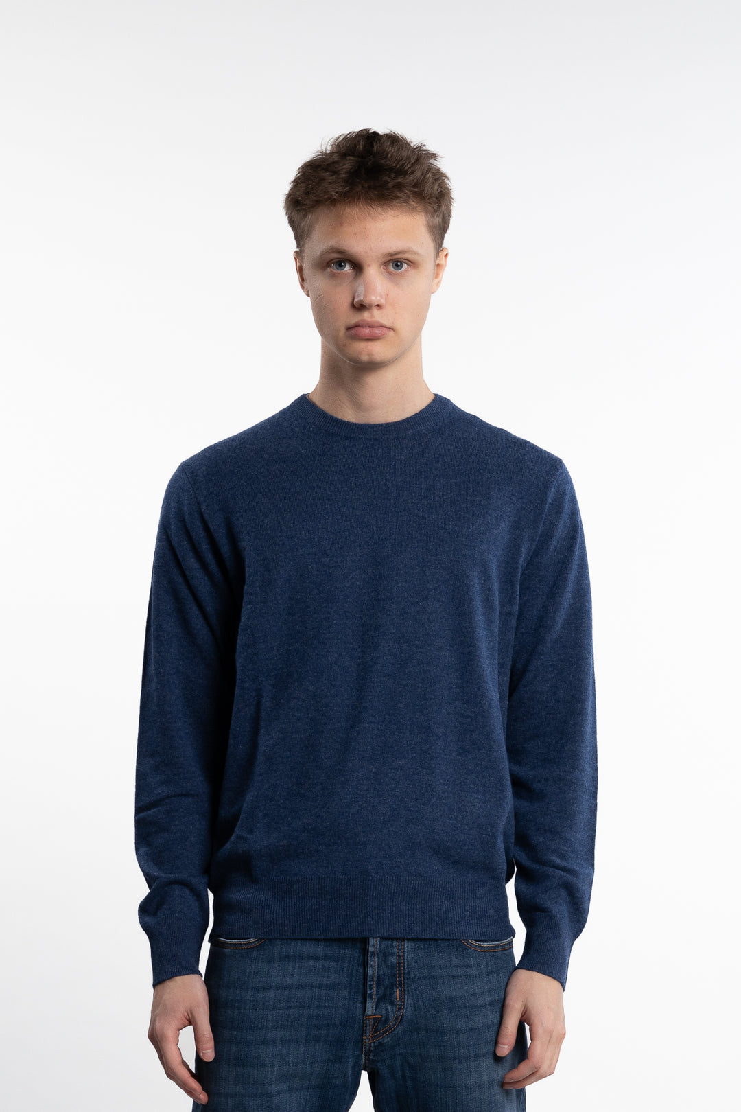 Knitted Cashmere Crewneck Indaco