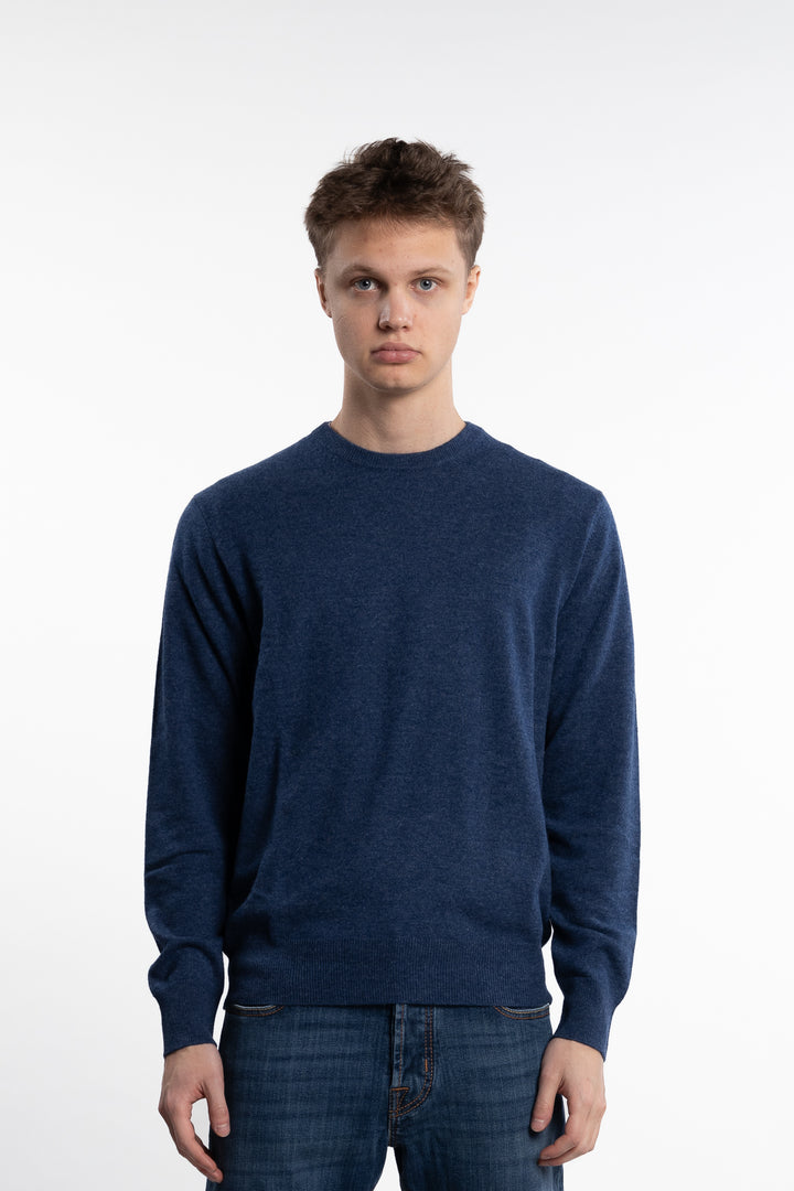 Knitted Cashmere Crewneck Indaco